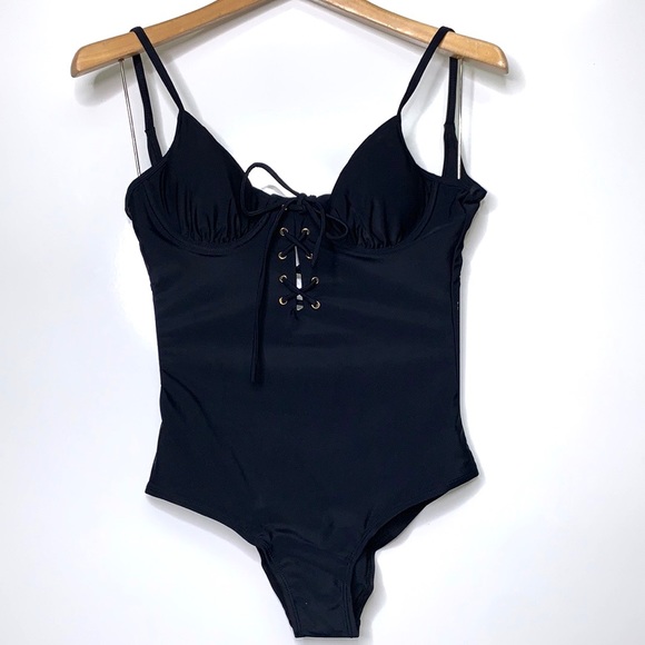 Eokuaer Other - NWT EKOUAER Black Lace Up Tie One Piece Bikini Swimsuit Size Small